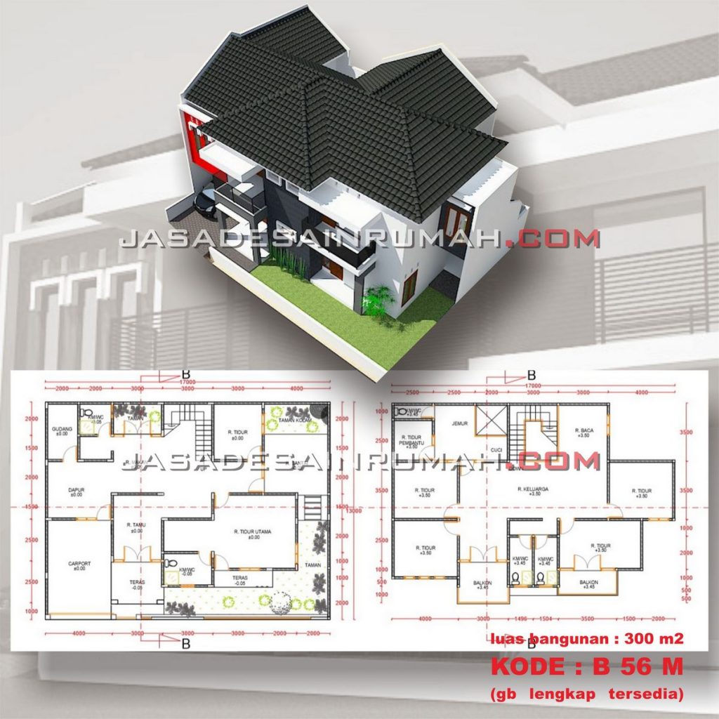 Desain Rumah 2 Lantai Simple Modern Luas Bangunan 300 M2 Jasa Desain