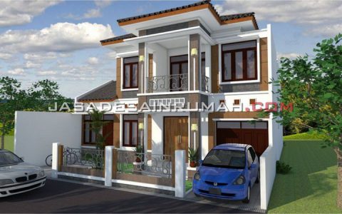 Desain Rumah Megah 2 Lantai di Jogja Fasad Tropical Modern