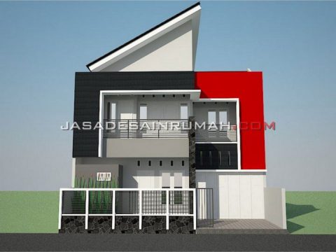 Desain Rumah 2 lantai Unik Atap Setengah Pelana