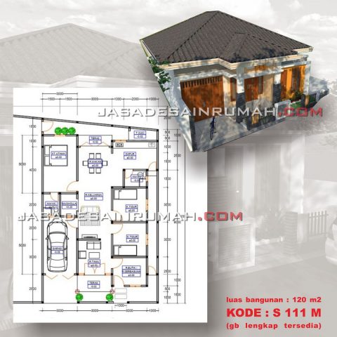 Denah Desain Rumah Minimalis Luas 120 m2