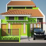 Desain Rumah Tropis Indah Warna Hijau 2 Lantai di Bagian Belakang