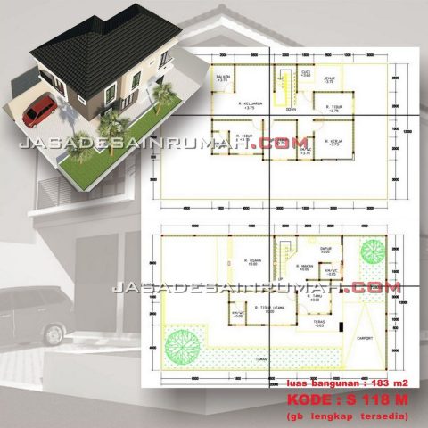 Design Denah Rumah 2 Lantai dengan Ruang Usaha