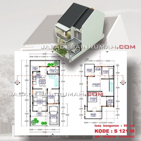 Denah Desain Rumah Kecil 2 Lantai Simple Minimalis
