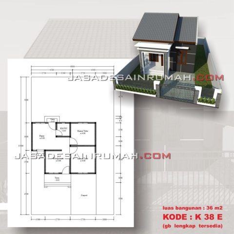 Denah Desain Rumah Sederhana Luas 36 m2
