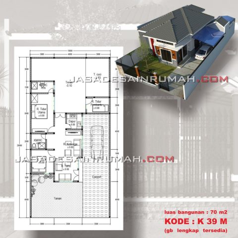 Denah Rumah Kecil Minimalis 70 m2 Atap Limasan
