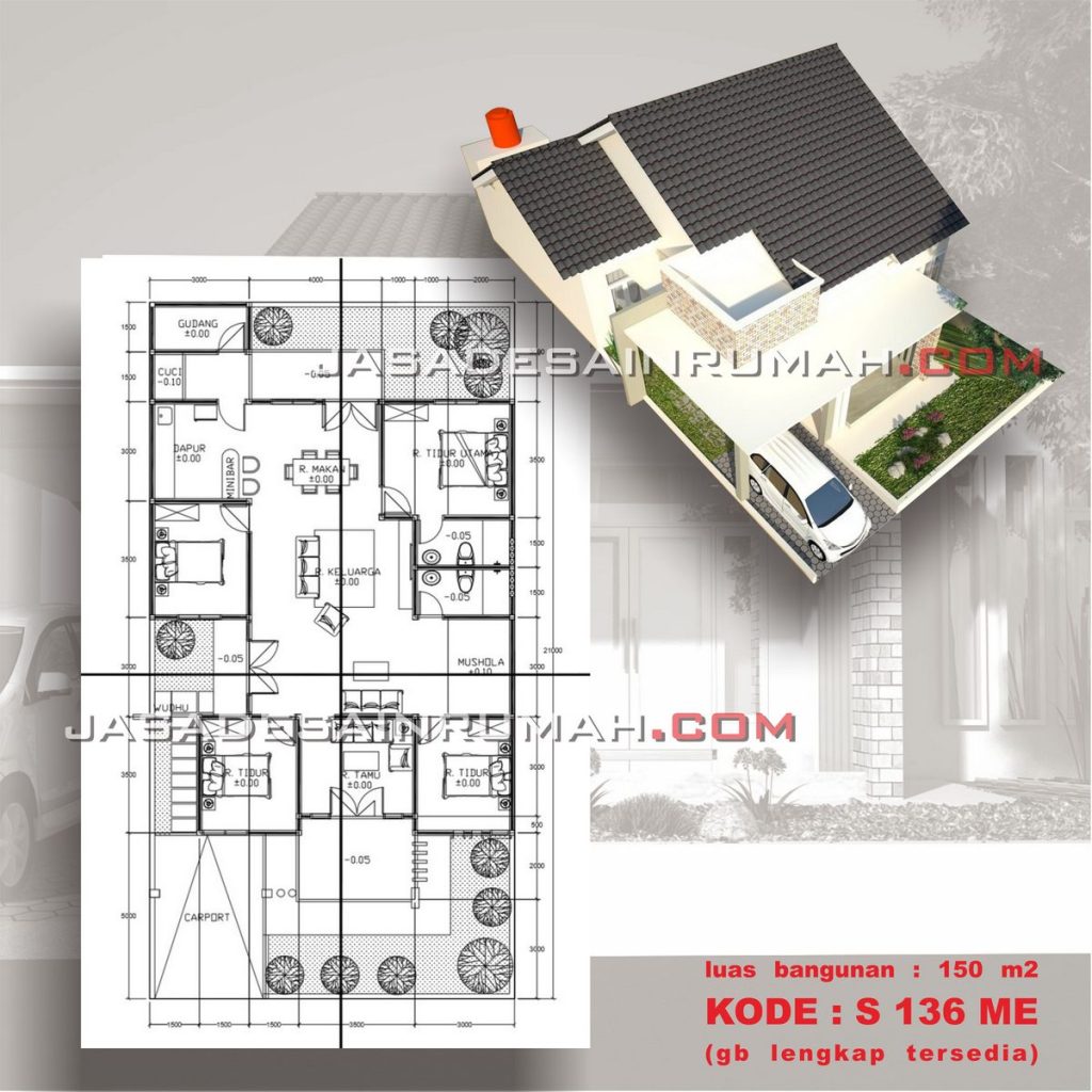 Desain Rumah Sederhana Warna Putih Simple Modern Luas 150 m2 | Jasa ...