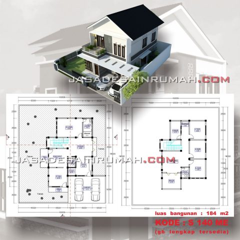 Denah Desain Rumah Modern Minimalis 2 Lantai