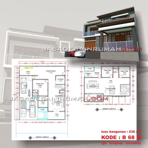 Denah Design Rumah TIngkat 2 Lantai Minimalis