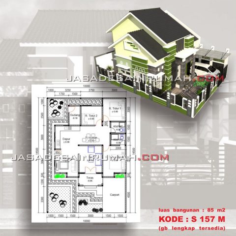 Denah Desain Rumah Minimalis 1 Lantai