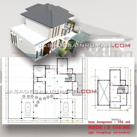 Denah Desain Rumah Tingkat 2 Lantai