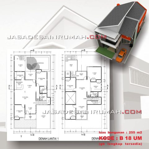 Denah Desain Rumah 2 Lantai Unik Minimalis