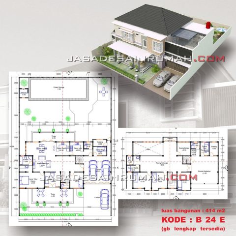 Denah Desain Rumah Besar Megah 2 Lantai