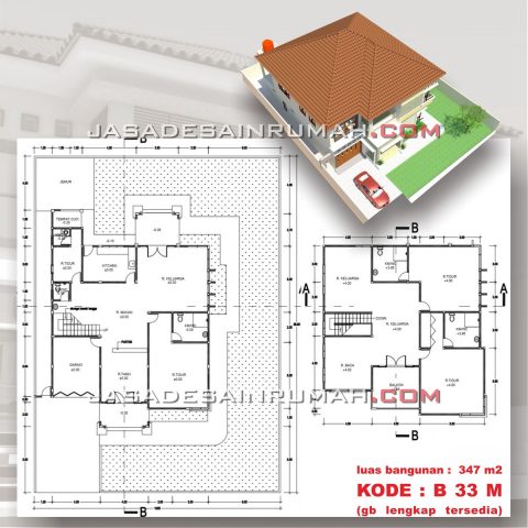 Denah Desain Rumah Megah Minimalis 2 Lantai