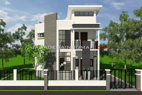 Desain Rumah Unik Modern Asimetris 2 Lantai