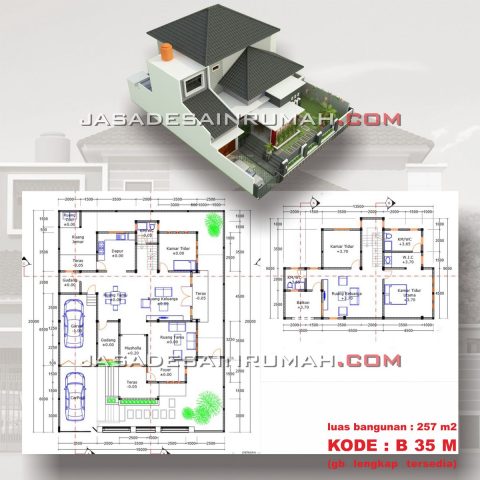 Denah Desain Rumah Megah Minimalis 2 Lantai