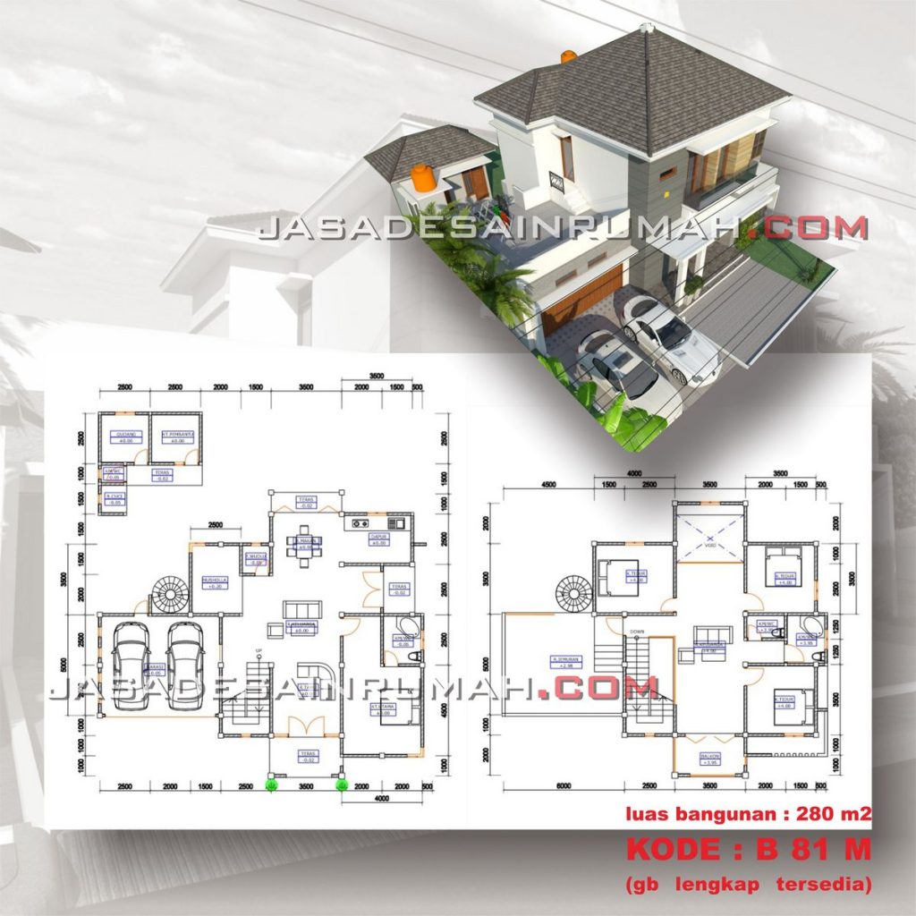 Rumah 2 Lantai Luas 280 m2 Fasad Modern Minimalis | Jasa Desain ...