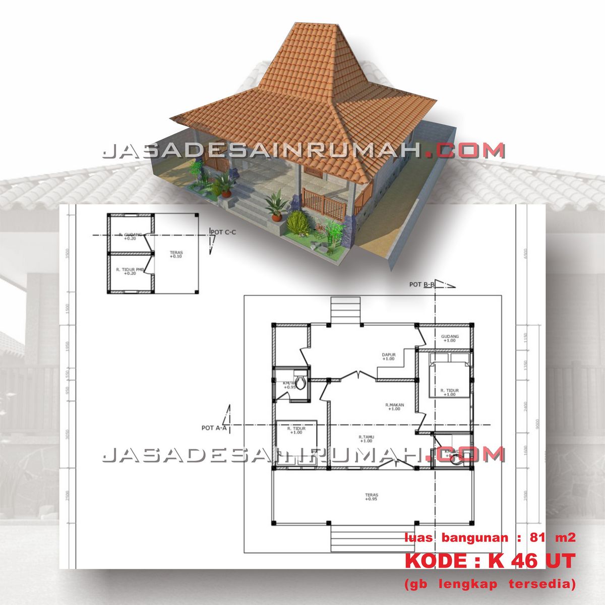 Tata Ruang Rumah Limasan Modern Farmhouse Exterior - IMAGESEE