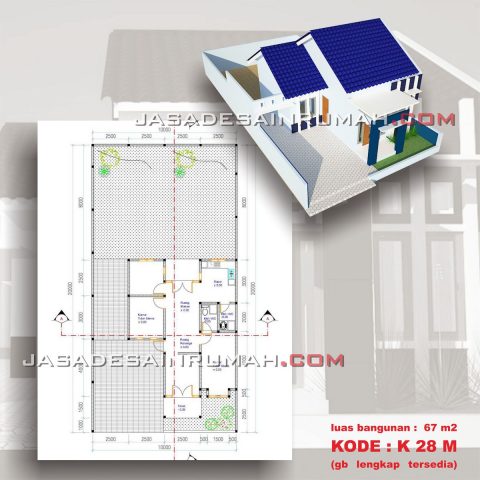 Denah Desain Rumah Minimalis 3 kamar tidur