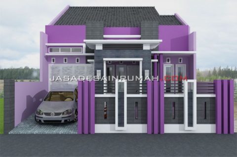 desain rumah ungu minimalis
