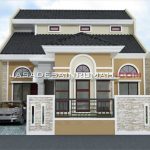 Desain Rumah dengan Ornamen Mediterania Konstruksi 2 Lantai Sebagian