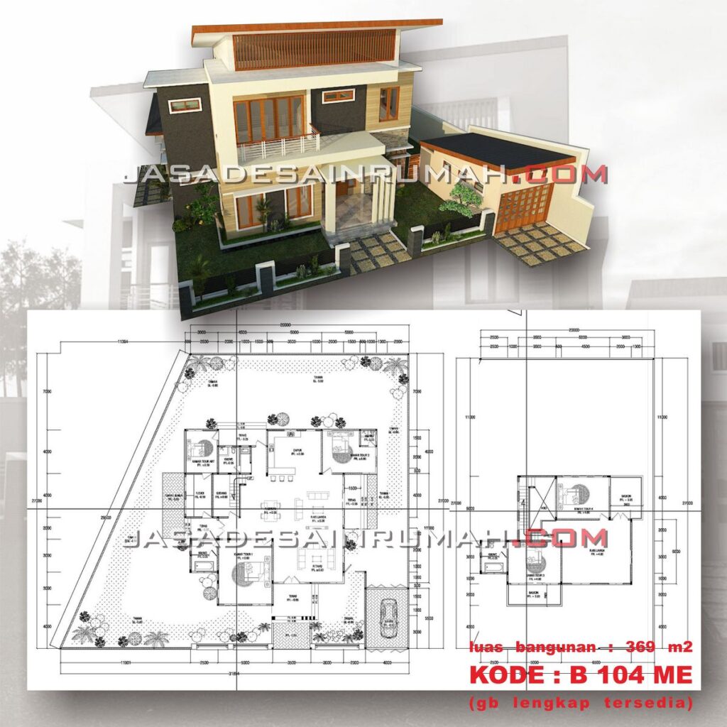 Rumah Gaya Modern Industrial 2 Lantai Ukuran Besar 5 Kamar | Jasa ...