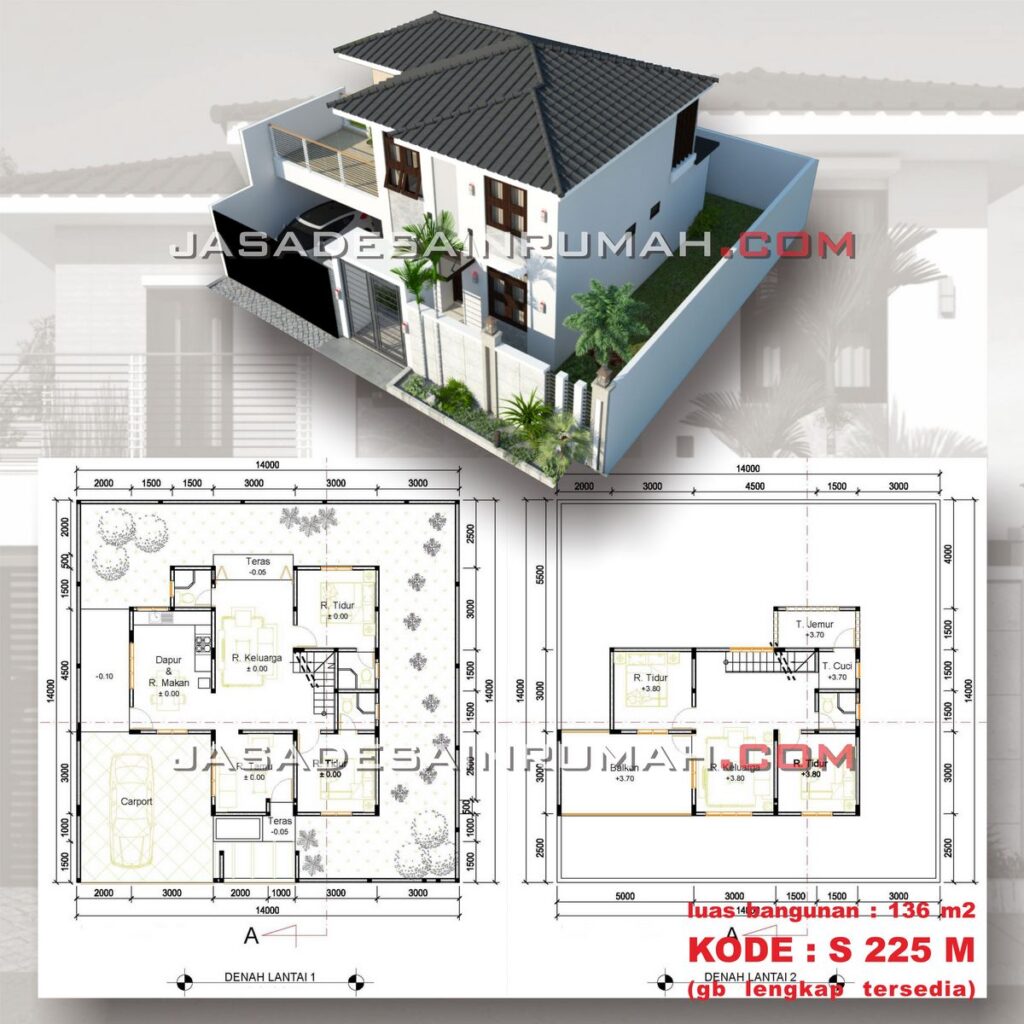 Desain Rumah Putih Simple Modern 2 Lantai di Kab Ketapang | Jasa Desain ...