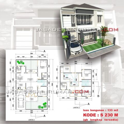 denah rumah tingkat 2 lantai minimalis