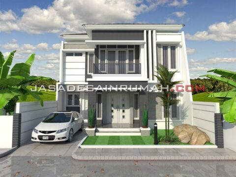 desain rumah putih minimalis 2 lantai